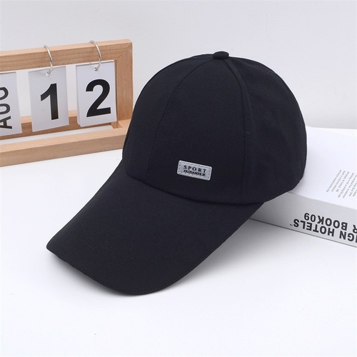 New Korean style men's extended brim canvas baseball cap spring and summer peaked cap versatile casual sun protection fishing hat sunshade