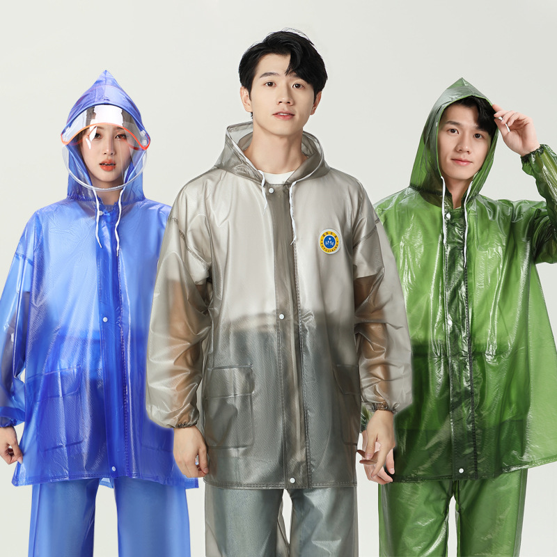 分体套装户外成人休闲防水暴雨牛津耐用雨披服加厚双帽檐雨衣雨裤