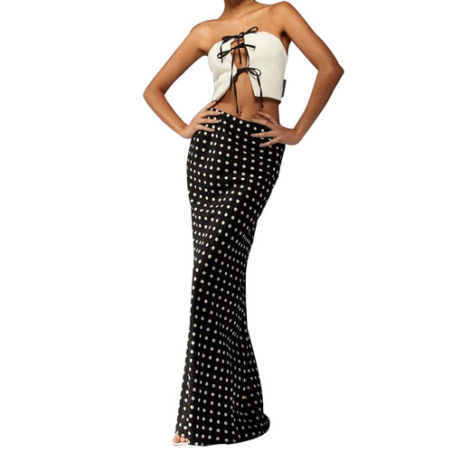 Cross-border eBay Amazon foreign trade half-length skirt 2025 summer European and American temperament body-shaping polka dot one-step skirt for women