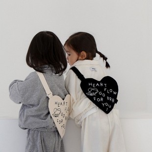 Ins Korean Heart-Shaped Letters Kidsren's Crossbody Bag Baby Portable Coin Purse Outing Storage Backpack