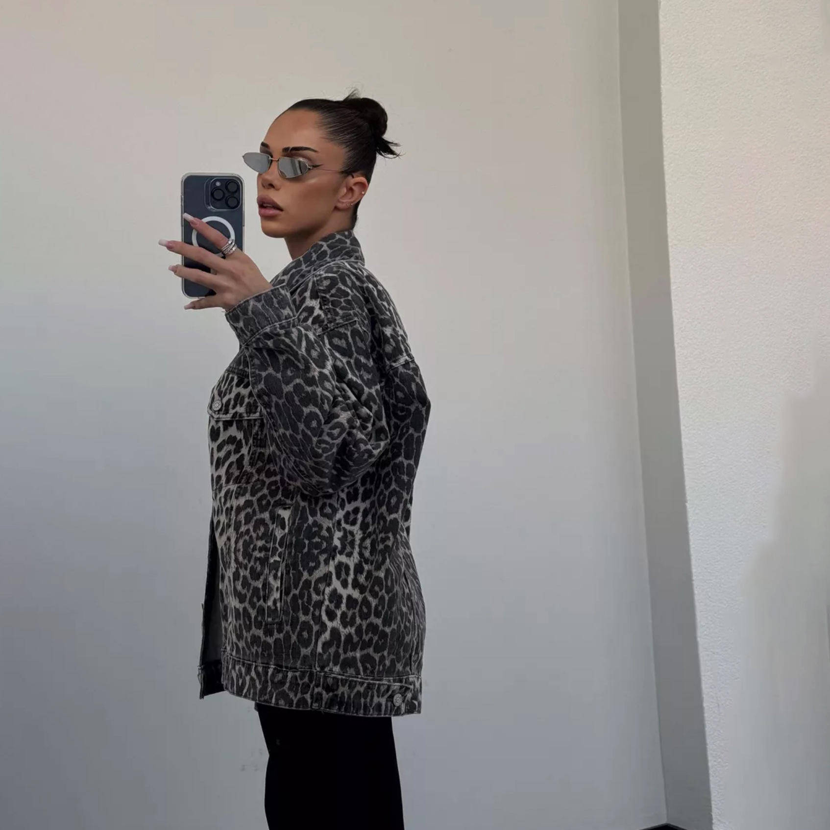 Summer Season Women's Streetwear Leopard Single Breasted Coat Casual Jacket