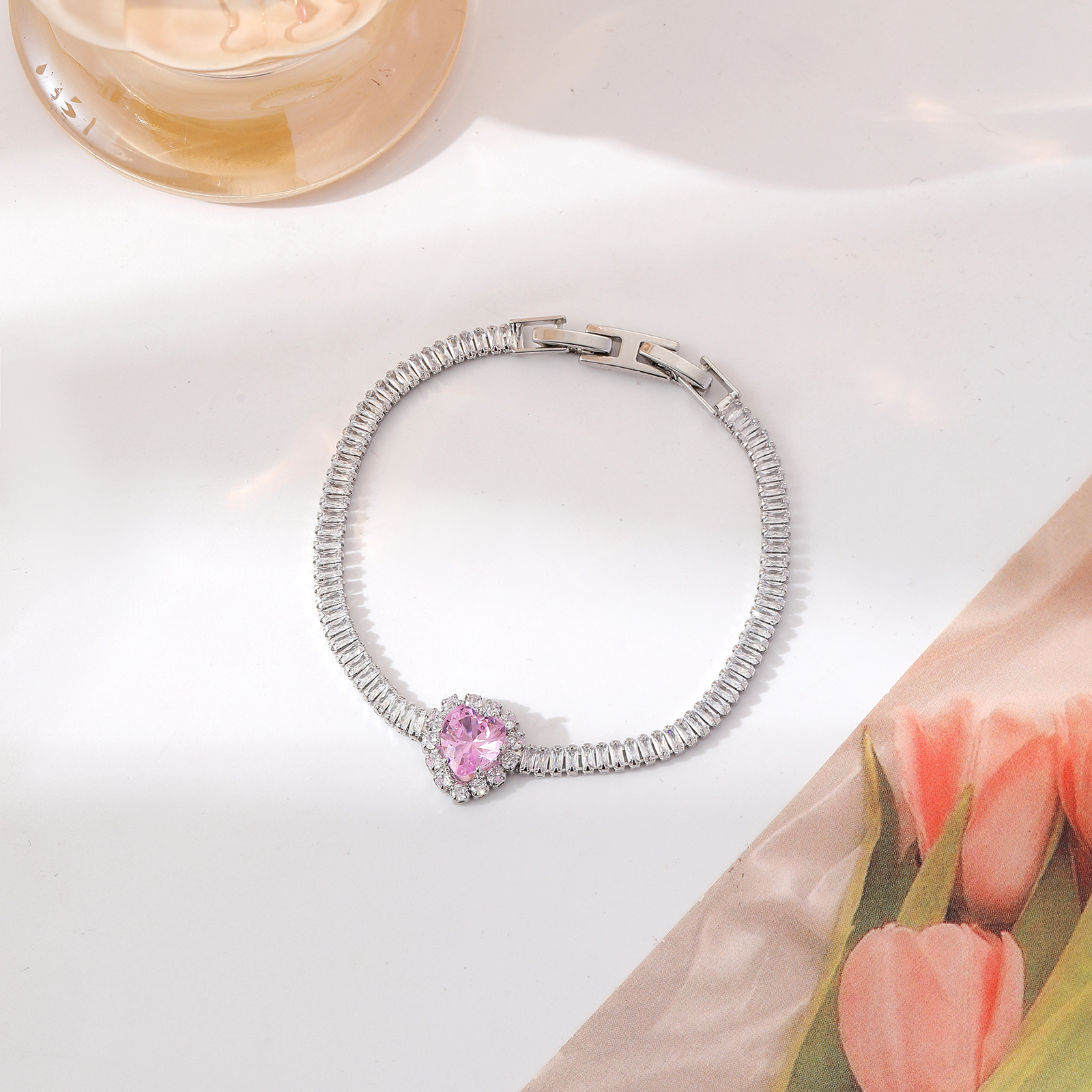11g Weight Zircon Inlay Material Bracelets Classification Copper Chain Material 1 Piece Quantity Daily Occasion Copper Material Water Droplets, Heart Shape, Flower Pattern Women's Gender Inlay Design Shiny, IG Style Style Copper Inlay Water Droplets Heart Shape Flower Zircon Copper Bracelets 9