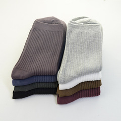 Double-needle pure cotton mid-calf men's business solid color versatile socks autumn and winter warm men's deodorant and sweat-absorbent socks