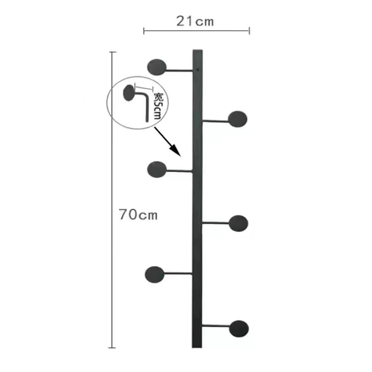 6개 후크, 길이 70mm, 나사못 포함