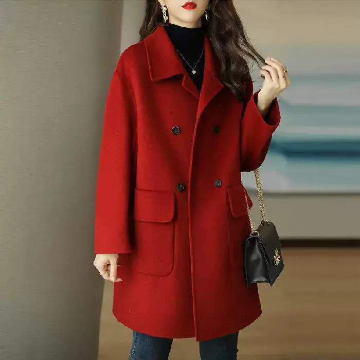Шерстяной пальто демисезонное, женское mid-length свободный крой, корейский/Chanel стиль, утолщённый