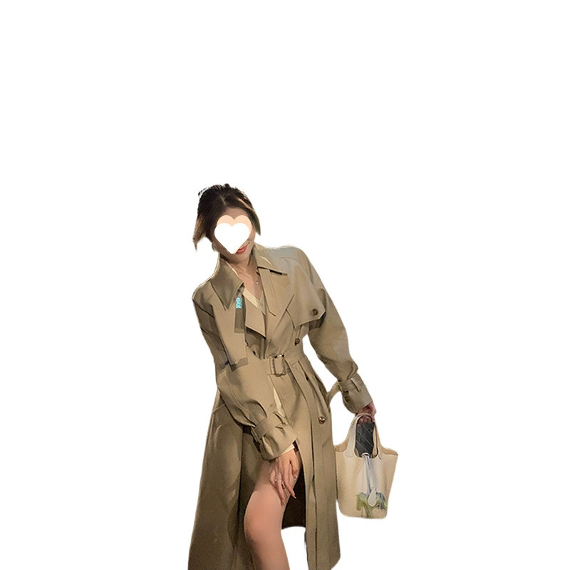 Длинное осеннее trenchcoat, классический пиджак, 2024 год, mid-length, maxi length, британский стиль, для подростков, интернет-знаменитость