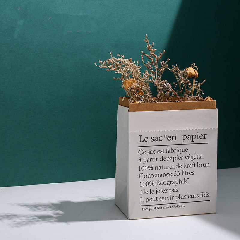 加厚双层牛皮纸袋北欧风家居装饰拍摄道具鲜花抱抱袋干花花束包装