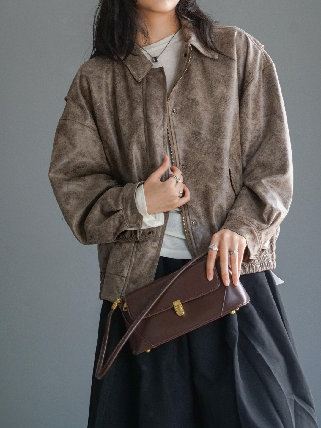 Giacca in pelle scamosciata marrone vintage per uomo e donna, giubbotto bomber oversize con chiusura a cerniera, cappotto in morbida similpelle_voghion.com