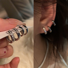 4件套睡觉不用摘精致百搭超闪锆石耳环小众设计高档耳圈轻奢耳饰