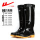 Pull-Back Rain Boots for Men and Women 807 High-Top Fishing Water Shoes Wear-Resistant Industrial and Mining Labor Protection Fleece-Lined Anti-Slip Rain Boots