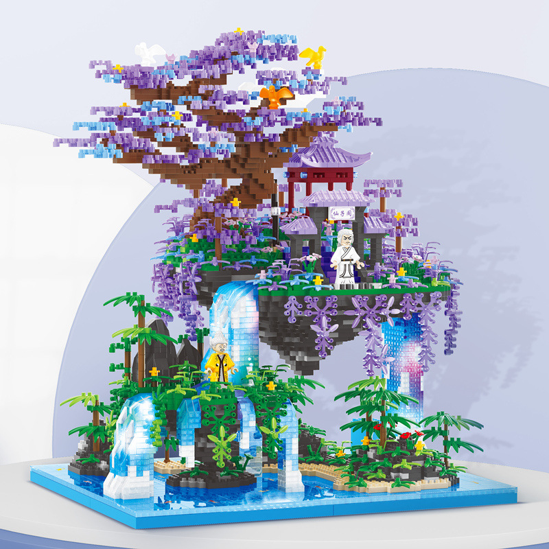 Beledi 16260-290 bloques de construcción de partículas pequeñas ensamblando juguete de construcción estanque de flor de durazno Torre de grúa amarilla transfronteriza al por mayor