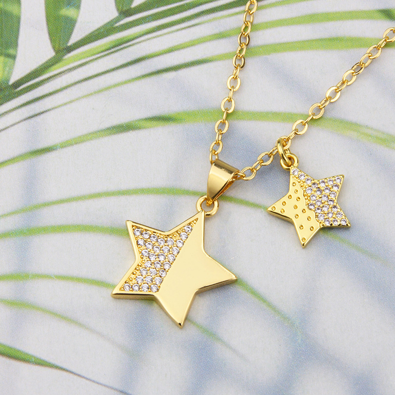 Wholesale Jewelry Star Diamond Pendant Glossy Copper Plating Necklace Nihaojewelry display picture 3