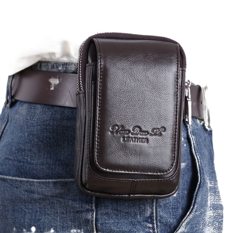 Xiaoduoli men's leather mobile phone waist bag belt 4.7/5.5/6-inch mobile phone bag cowhide mini waist bag