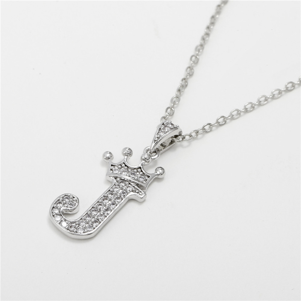 Fashion Micro-inlaid Zircon Crown English Letter Necklace Platinum Necklace Wholesale Nihaojewelry display picture 3