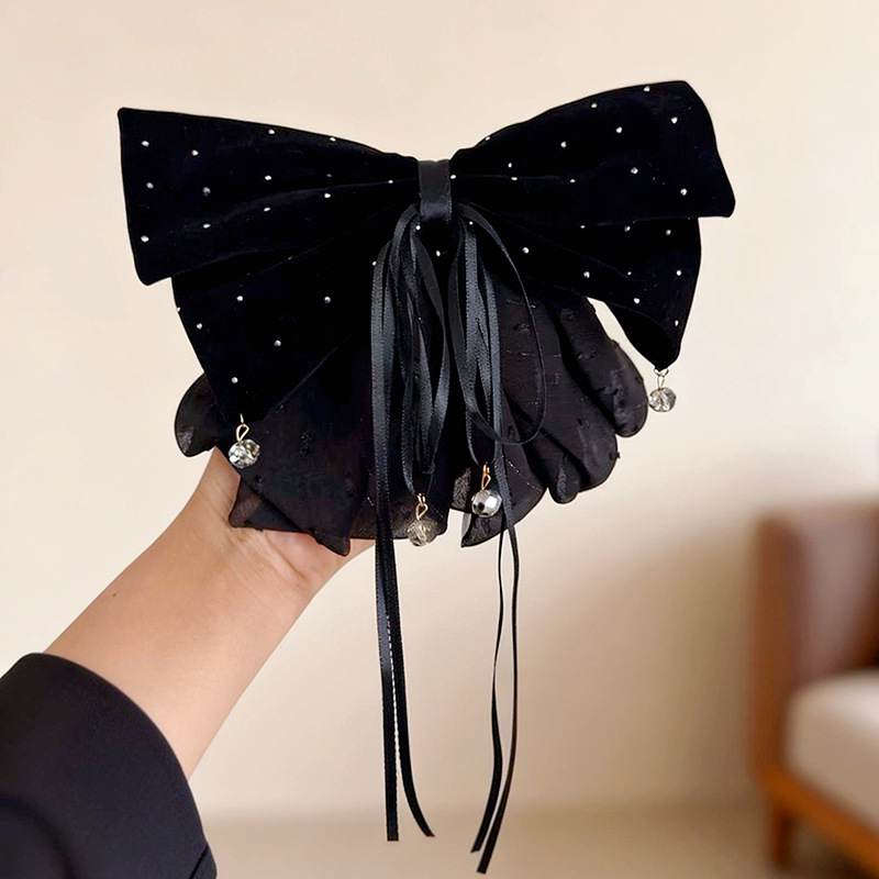 461 зажим для хвоста с черной бархатной лентой