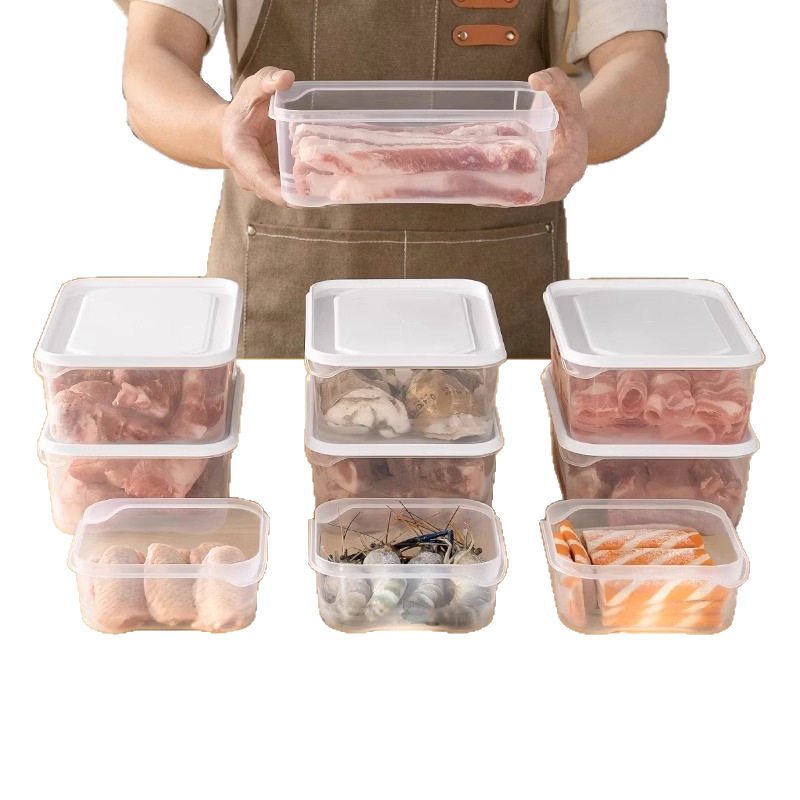 冷蔵庫冷凍肉保存ボックスキッチン食品準備および包装耐冷凍プラスチックボックス長方形食品グレードの保存密封ボックス|undefined