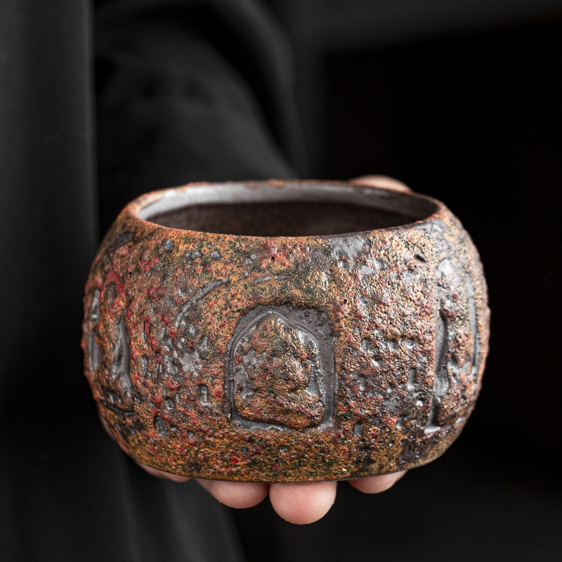 粗陶无釉水茶杯主人杯家用老岩泥个人品茗杯高端喝茶杯子功夫茶具