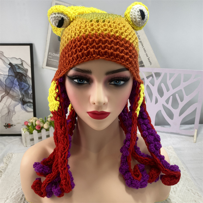 Amazon comercio exterior nueva fiesta transfronteriza para adultos Tricky Funky Octopus Head Sombrero de pulpo de ganchillo