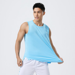 2022 New Summer Round Neck Men's Vest Breathable Sports Fitness Loose Sleeveless New Versatile Bottoming Undershirt