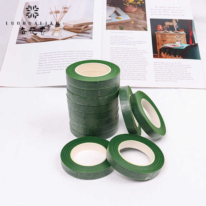 Fábrica directa floral cinta verde material de embalaje floral ramo de flores varillas de flores jardinería material de tela verde DIY