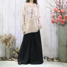 特价不退换 水貂毛针织毛衣春秋冬女大码宽松长袖打底衫纯色V领