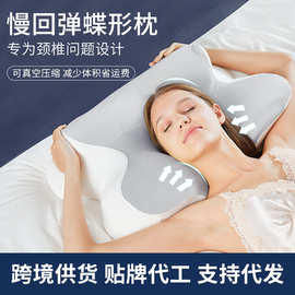 记忆棉枕头跨境外贸回弹蝴蝶枕家用颈椎枕助睡眠记忆枕头礼品批发