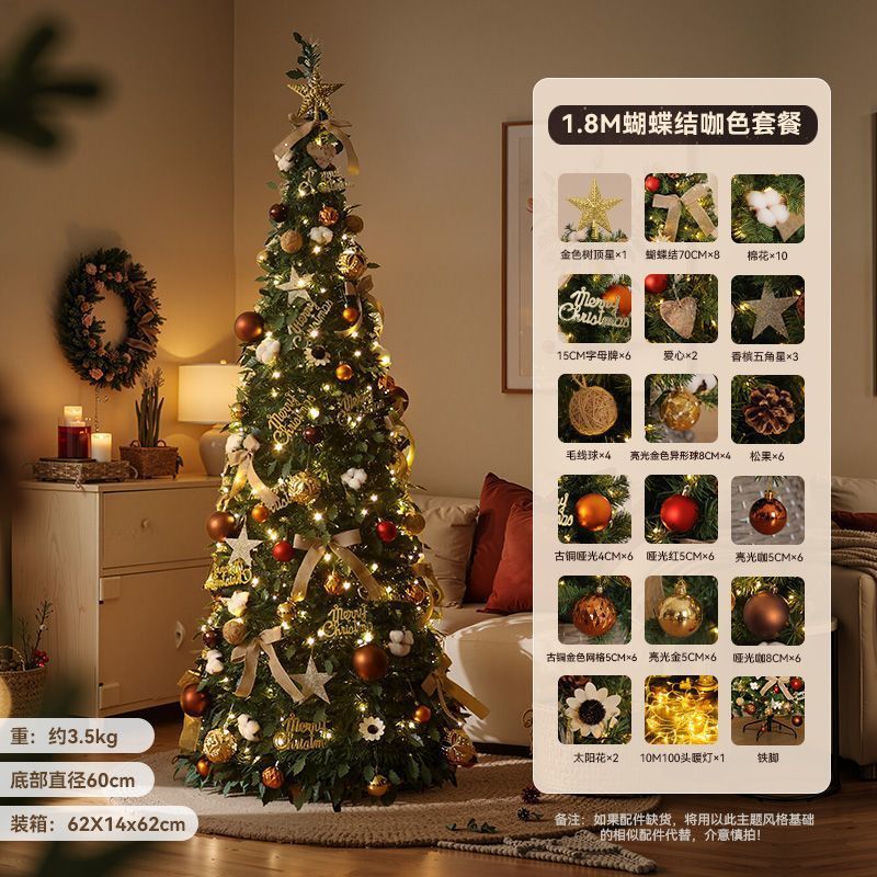 Nuevo árbol de Navidad plegable encryptado luminoso diy decoración de Navidad doméstica en el viento paquete de adornos grandes