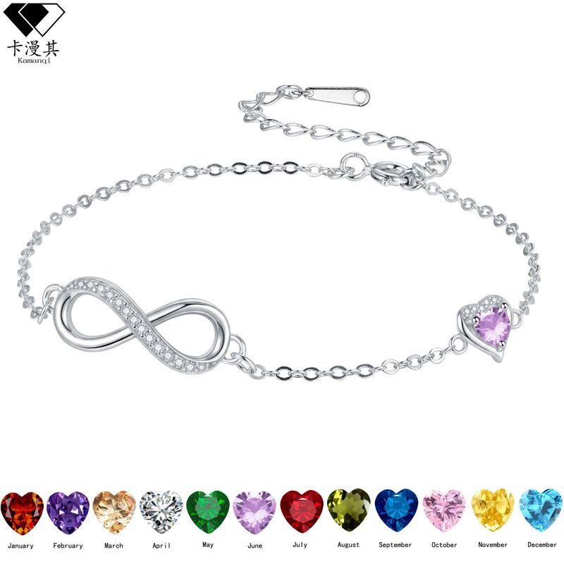 Light Luxury Twelve-Color Birthstone Infinity Love Bracelet, Niche Design, Fashionable and Skin-Brightening Bracelet, Gift for Girlfriend's Birthday