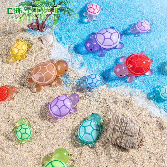 Micro-landscape creative cute cartoon luminous turtle pair touch diy decorations blind box bag accessories small ornaments
