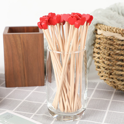 Milk tea drink stirring sticks 100 pieces disposable mixing sticks heart-shaped wooden stick coffee stirring sticks wholesale