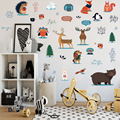 北欧风3D可爱小动物图案墙贴儿童房幼儿园卧室客厅装饰自粘贴纸