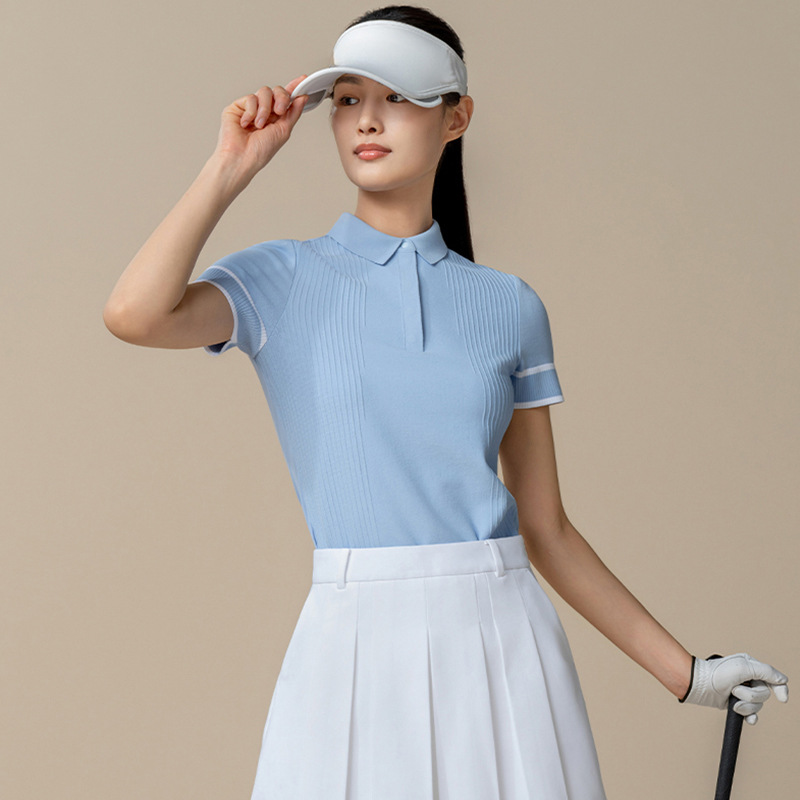 Customized Golf Women's Summer Ice Silk Sunscreen Short-Sleeved T-Shirt Sportswear Breathable Quick-Drying Polo Shirt Customized