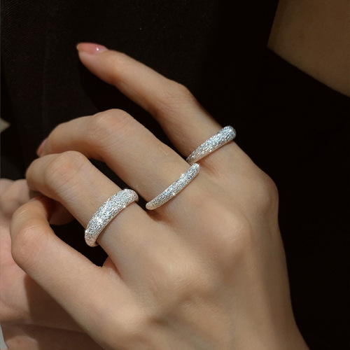 s925 sterling silver galaxy starry ring for women cold style ins super flash frosted bright sparkling index finger ring