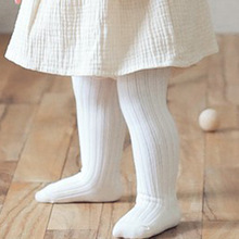 婴儿连裤袜加档韩国纯春秋棉袜0-3岁女宝宝打底袜双针螺纹坑条袜