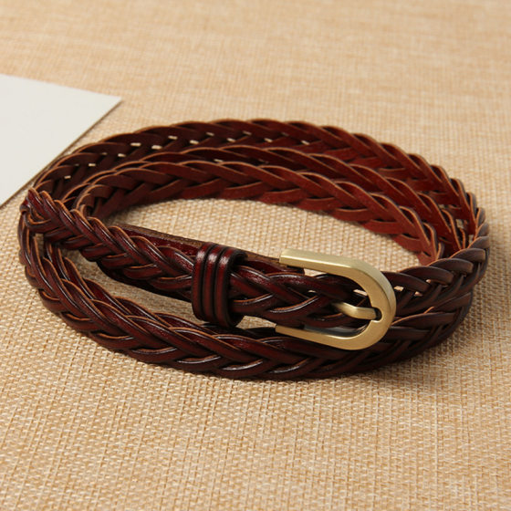 Bohemian Genuine Leather Hand-woven Belt Women's Dress Casual Vintage All-match Belt dress Decoration
