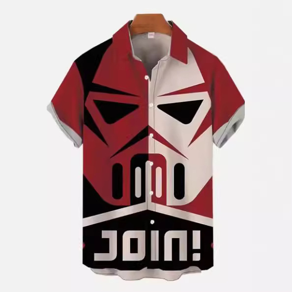 2024 Cross Border New Hawaiian Shirt Men's Star Wars Shirt Printed Short Sleeve Shirt for Men and Women