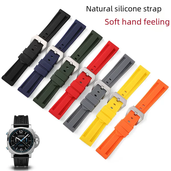 Adapt to Panahai Watchband PAM Steppy Sea Solid Color Silicone Penahai Camouflage Men's Rubber Watchband Accessories