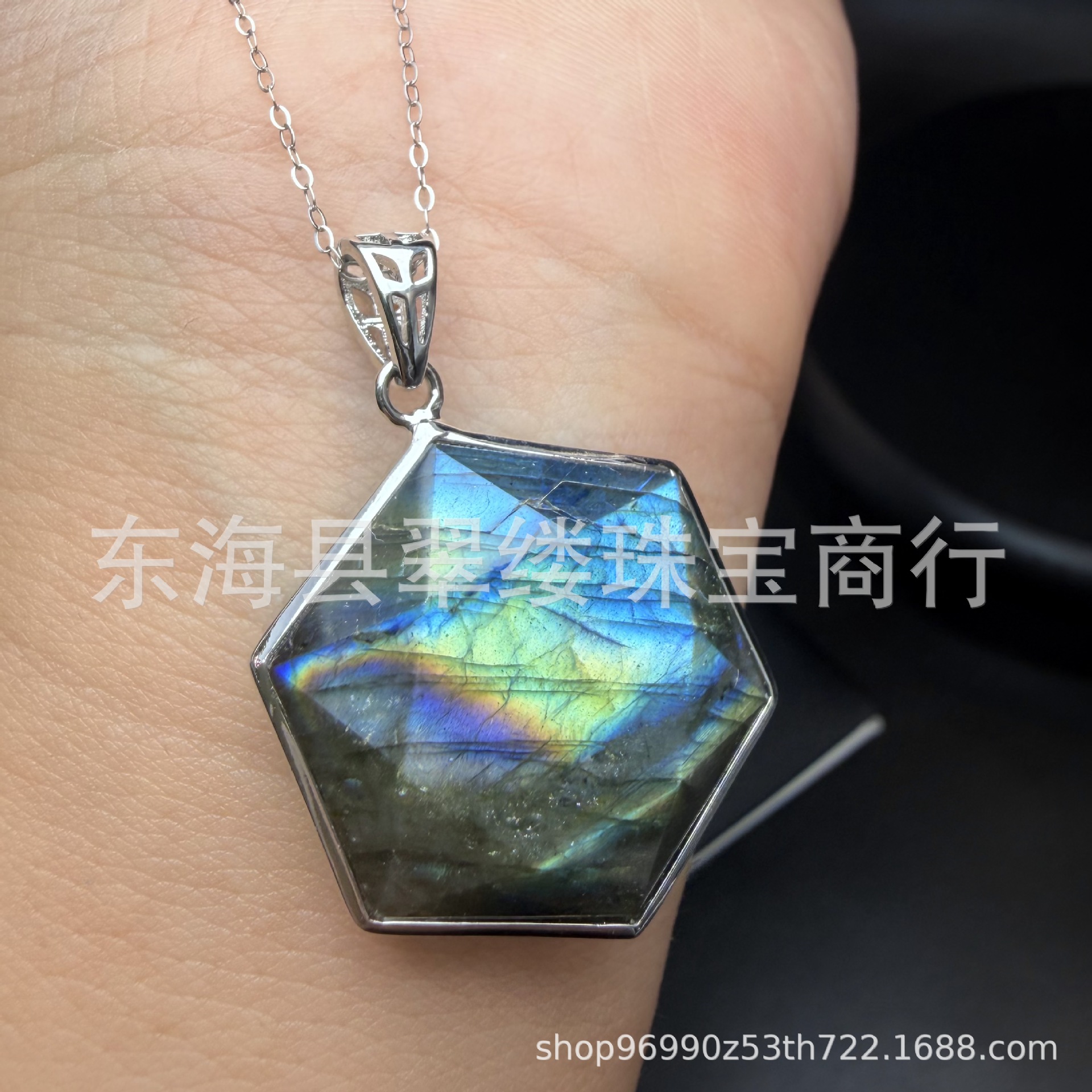 Natural colored elongated six-pointed star pendant, large crystals approximately 25mm, copper setting, crystal necklace, factory direct wholesale