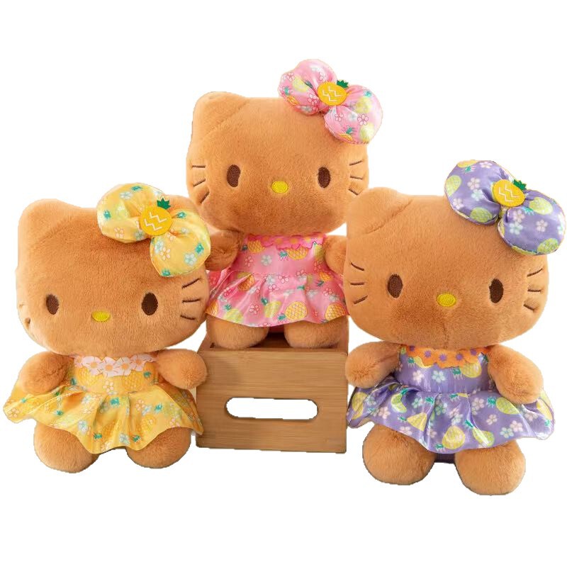 黑皮夏威夷hellokitty可爱圆脸哈喽公仔凯蒂猫毛绒玩具抓机娃娃|undefined