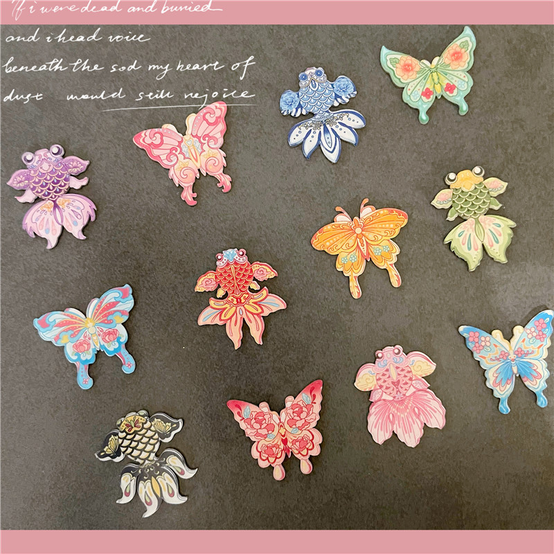 Kite Butterfly Koi Refrigerator Magnet Fish Leaping over the Dragon Gate Festive Decorative Magnet Cute Sticker Magnet for Friends