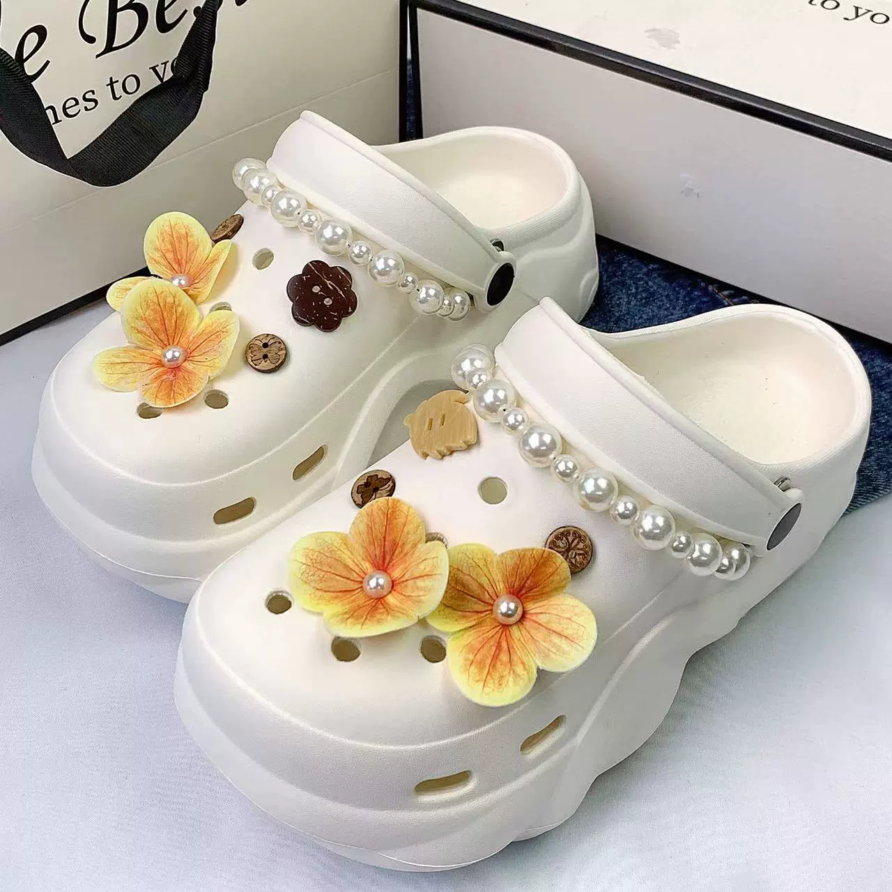 Украшения для обуви Phalaenopsis (jibbitz), китайский стиль 2025, наборы DIY с опцией жемчужной цепочки