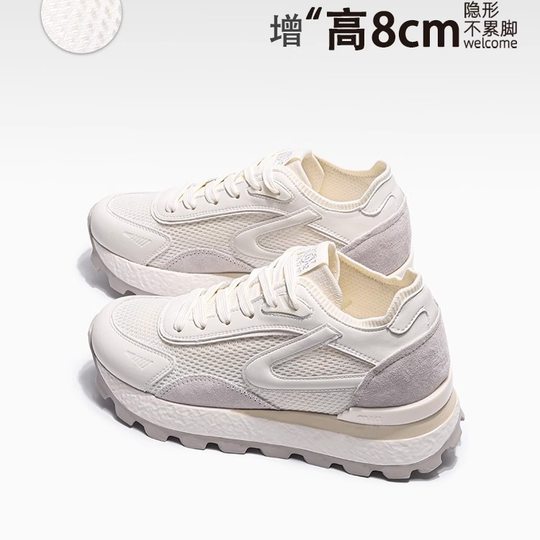 Thick-soled increased mesh shoes women's breathable mesh forrest gump shoes 2025 new popular sports leisure increased dad shoes