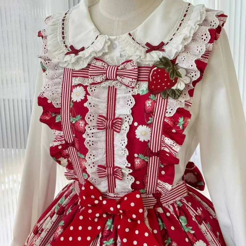 Платье в стиле лолита (cute shirt), короткий и длинный рукав, бело-чёрное или бело-красное, размеры S–XL