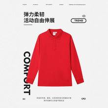 2688高弹棉长袖POLO衫220克40支双纱长袖翻领工作服团体服可印字