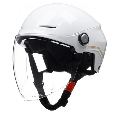 New National Standard wild horse helmet electric car women's summer half helmet 3C certified battery motorcycle Men's Four Seasons helmet (Motosiklet kaskı (dəbilqə)) - white-with-long-transparent