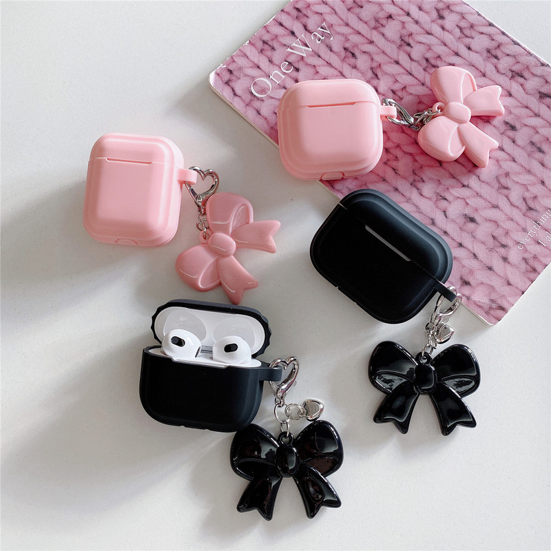 Bow for Apple AirPods 4 Generation Bluetooth Headset Protective Case Pro2 Earphone Case 3 Generation Silicone Soft Bow for Apple AirPods 4 Generation Bluetooth Headset Protective Case Pro2 Earphone Case 3 Generation Silicone Soft
