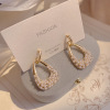 South Korean goods, earrings, retro long silver needle with tassels from pearl, french style, silver 925 sample, wholesale