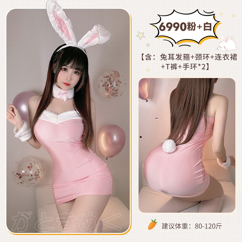 Feimu Bunny Girl Role Play Lingerie Set with Headband, Bow Tie, Apron and Thong — detail image 16