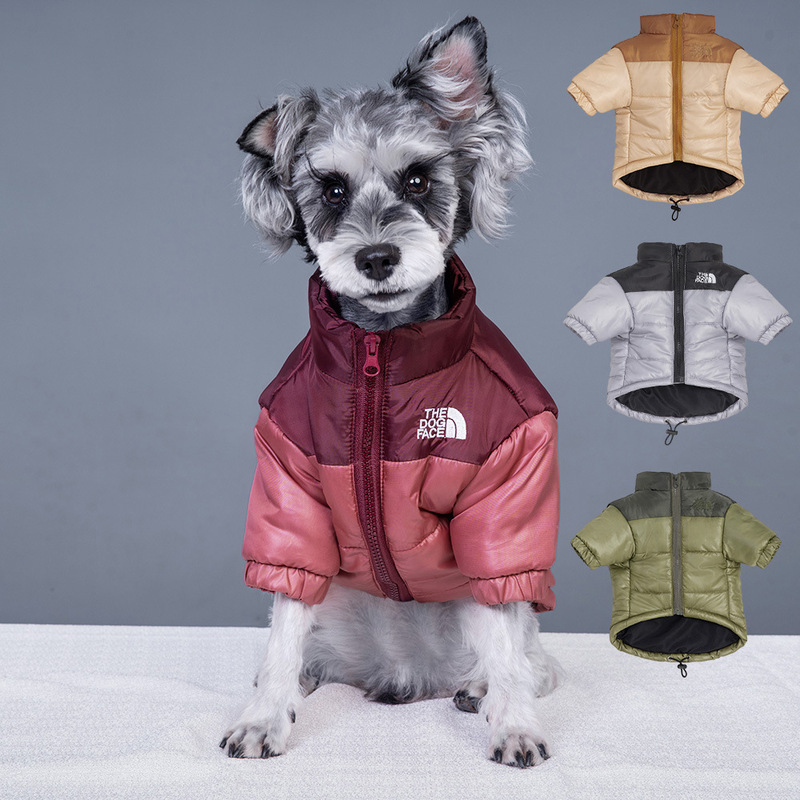 Cross-Border Winter Dog Clothes Dogface Jacket Teddy Cotton Coat Small Size Dogs down Cotton Embroidered Cotton Coat to Heattech