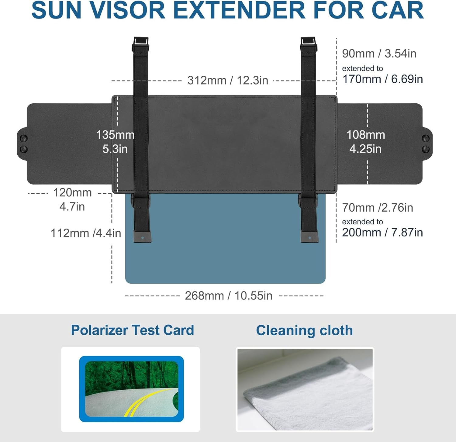 Cross-Border Hot-Selling Retractable Car Sunshade, Adjustable Sun Visor, Anti-Glare Sun Shield, Three-Sided Light-Blocking Sunshade
